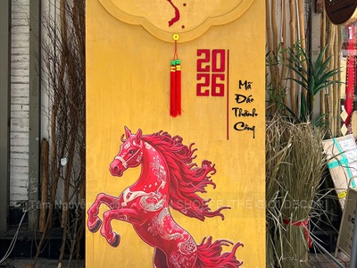 [ORDER 3-5 NGÀY] Mô hình Bao lì xì cỡ lớn Vàng Gold Tết Bính Ngọ [Bằng gỗ - Đế tự đứng] C2x1m BAOLIXI-05